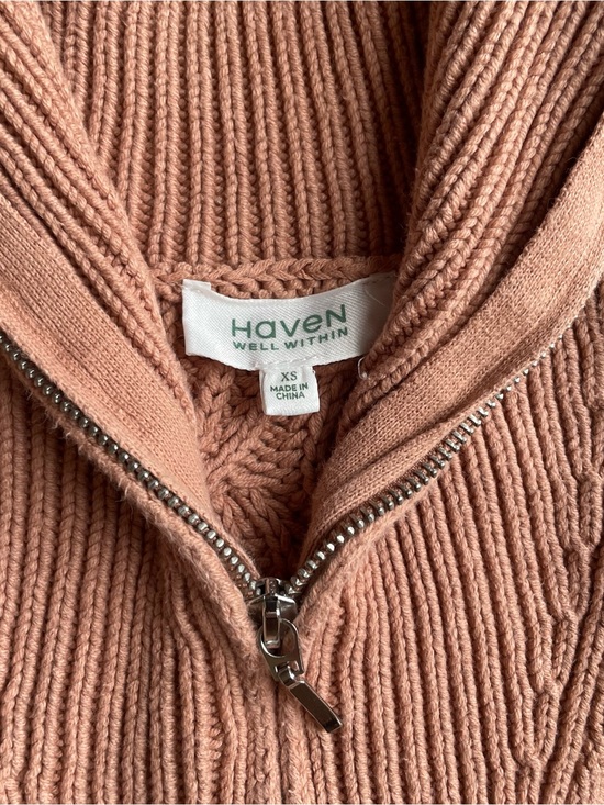 Haven Well Within Sweaters - Haven Well Within Brownish Pink Ribbed Quarter Zip Turtleneck Sweater